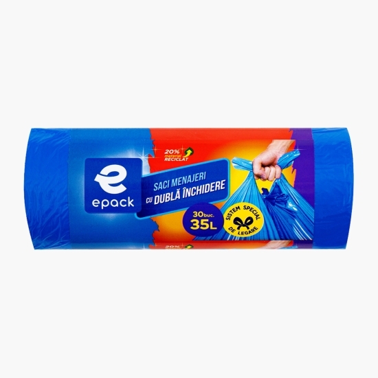 Saci menajeri cu dublă închidere 35l, rolă 30 buc