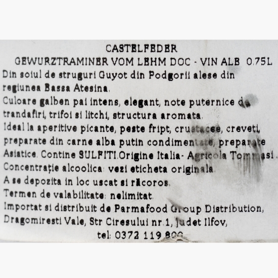 Vin alb sec Gewurztraminer, 14.5%, 750ml