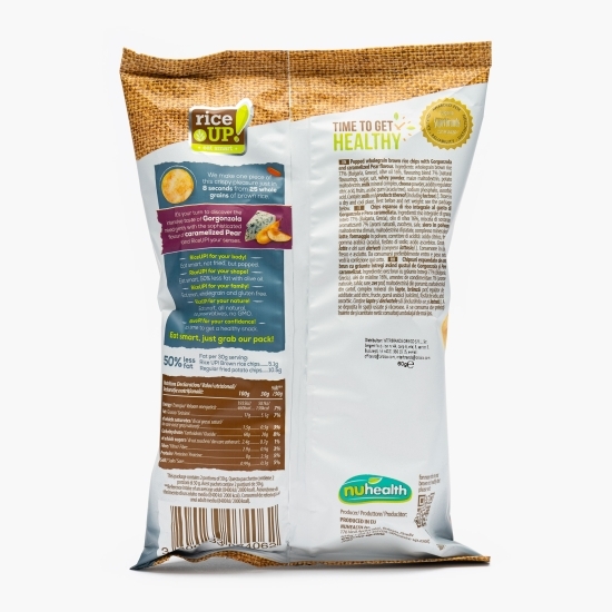 Chips de orez cu gorgonzola și pere caramelizate 60g