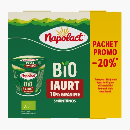 Iaurt smântânos eco 10% grăsime, Pachet promo -20%, 4x140g
