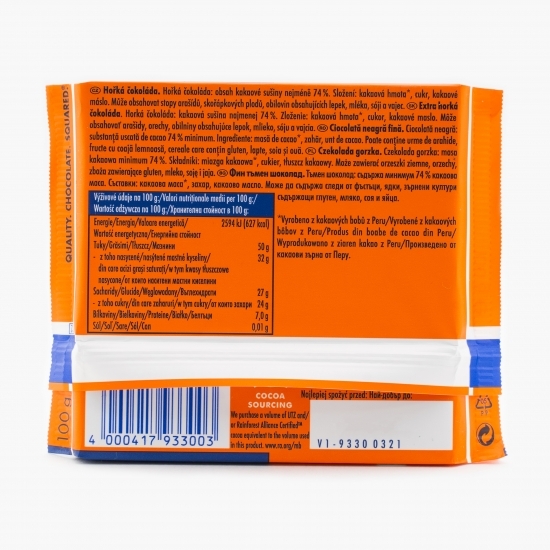 Ciocolată neagră fină 74% cacao, 100g