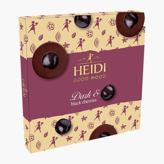 Praline din ciocolată amăruie cu umplutură cu cacao și cireșe negre confiate 119g