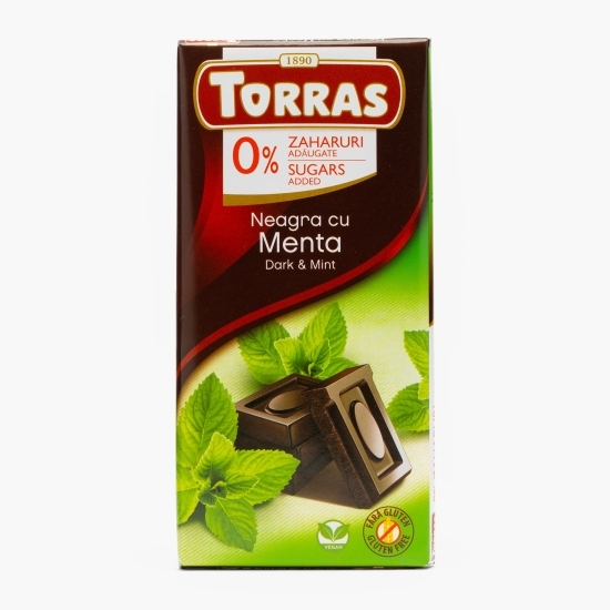 Ciocolată neagră cu mentă, fără zahăr adăugat 75g