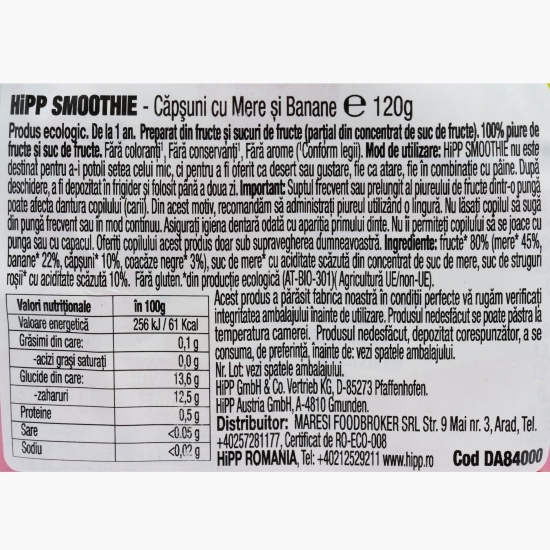 Smootie eco cu fructe roșii, mere și banane, 120ml