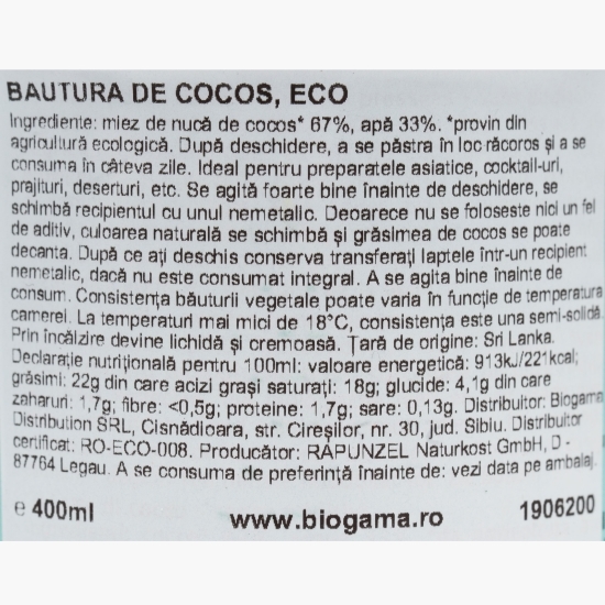 Băutură de cocos eco 400ml
