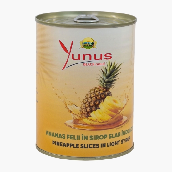 Ananas felii în sirop slab îndulcit 565g