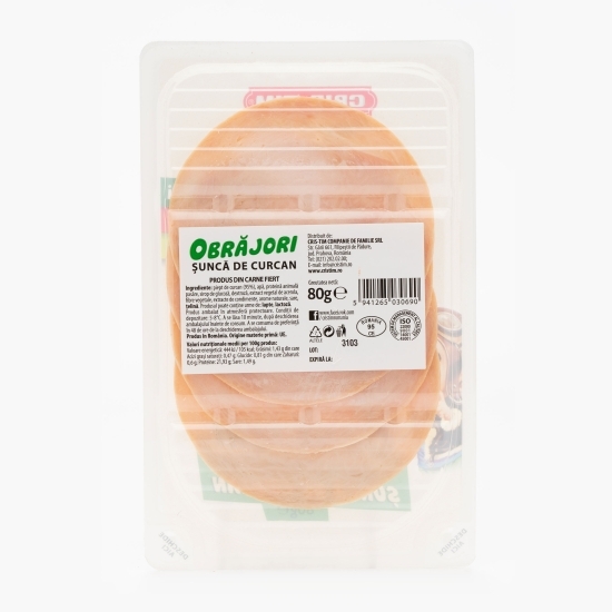 Șuncă de curcan Obrăjori 80g