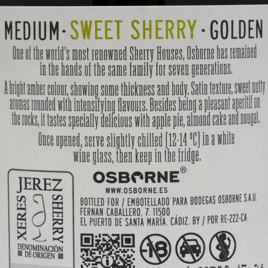 Vin alb Sherry Medium Golden, 15%, 0.75l