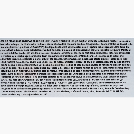 Prăjitură umplută cu ciocolată, fără zahăr 150g
