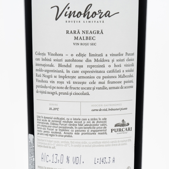 Vin roșu sec Rară Neagră & Malbec, 13%, 0.75l
