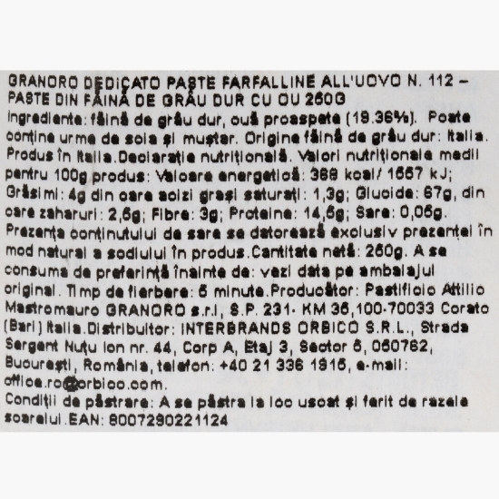 Paste Farfalline cu ou N.112 250g