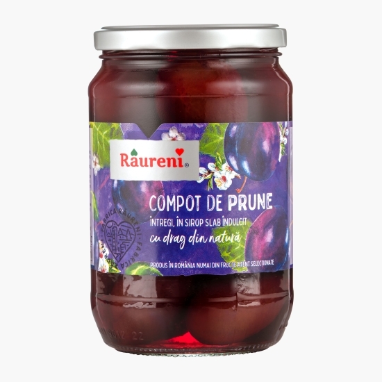 Compot prune întregi în sirop slab îndulcit 720g