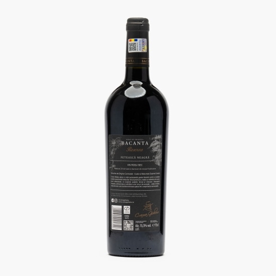 Vin roșu sec Bacanta Fetească Neagră D.O.C., 15.5%, 0.75l