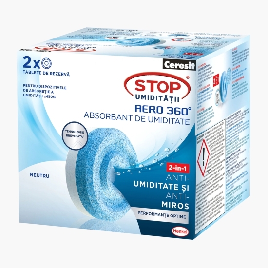 Tablete rezervă aparat absorbant de umiditate Aero 360° Neutral, 2 buc x 450g