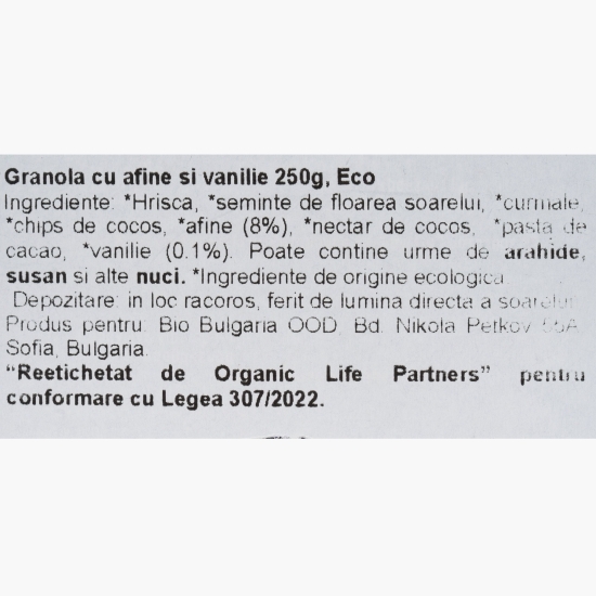 Granola ecologică cu afine și vanilie 250g