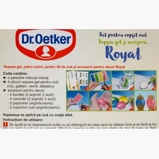 Kit vopsea gel pentru ouă Royal 4 culori, 40 ouă, 20ml + accesorii