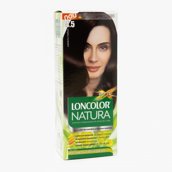 Vopsea permanentă pentru păr Natura 4.5 Castaniu mahon 100ml