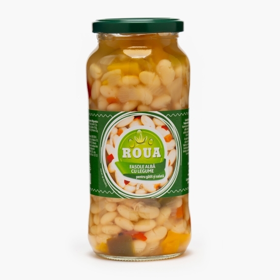 Fasole albă cu legume, în saramură, 540g