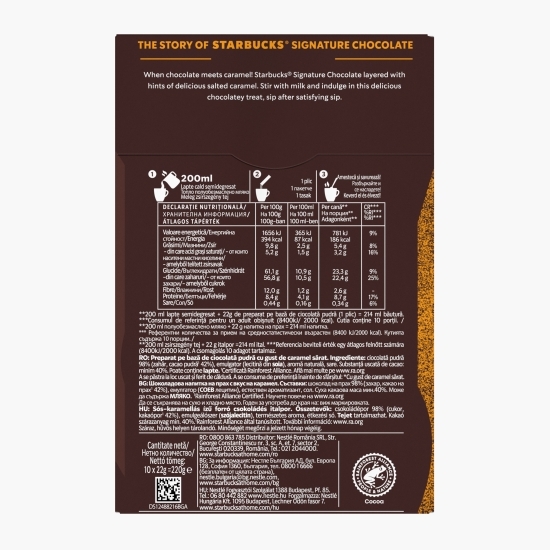 Signature Chocolate, 10 plicuri x 22g, ciocolată caldă pudră, cu caramel sărat