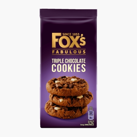 Biscuiți cookies cu triplă ciocolată 180g