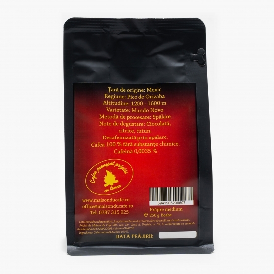 Cafea boabe decafeinizată origine Mexic 250g