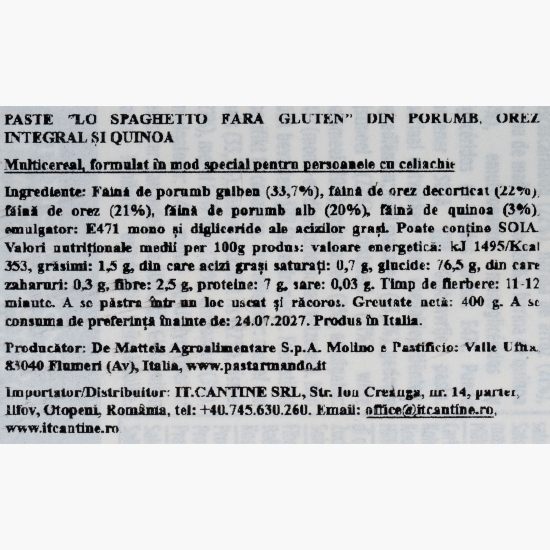 Paste Lo Spaghetto fără gluten 400g