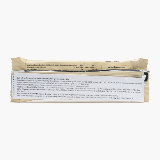 Baton granola cu nuci pecan caramelizate 55g