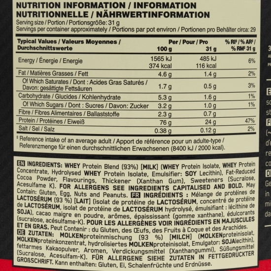 Proteine din zer 100% Whey Gold Standard, aromă ciocolată, 899g 