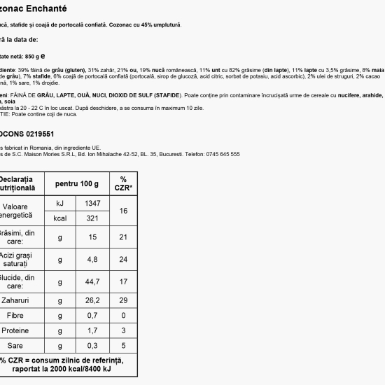 Cozonac Enchanté 850g