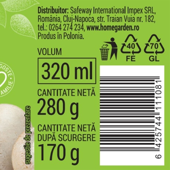 Ciuperci Champignon întregi 280g