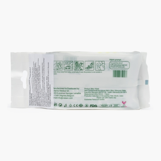 Șervețele umede eco-friendly Premium Line 99% apă, ambalate individual, 10 buc