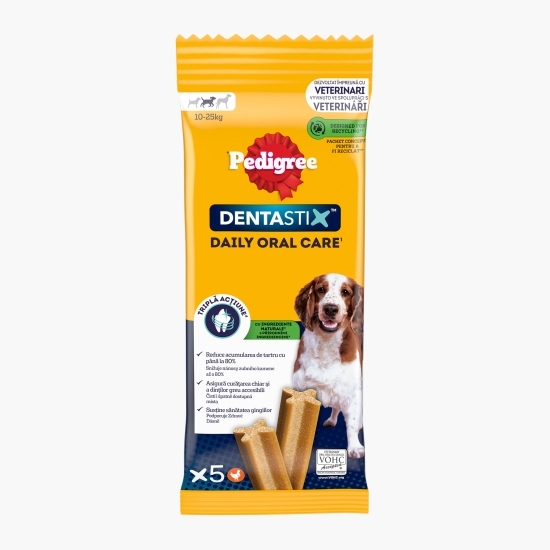 Batoane dentare pentru câini de talie medie, 5 buc, 128g, DentaStix 