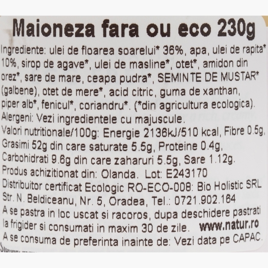 Maioneză eco fără ou 230g