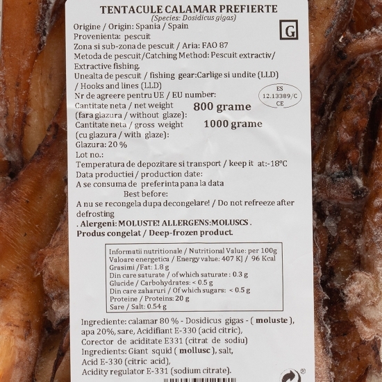 Tentacule calamar Gigas prefierte, 1kg