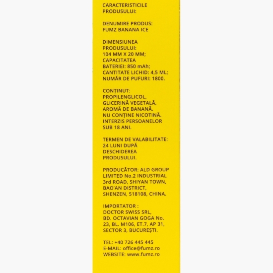 Țigară electronică Banane 0mg/ml, fără nicotină, 1800 puffs