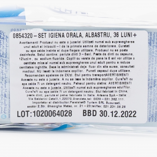 Set albastru igienă orală pentru copii, +36 luni