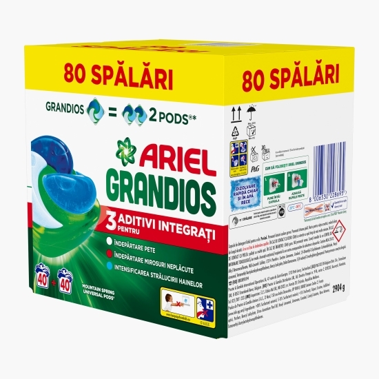 Detergent de rufe capsule Grandios Mountain Spring, 80 spălări, 80 buc
