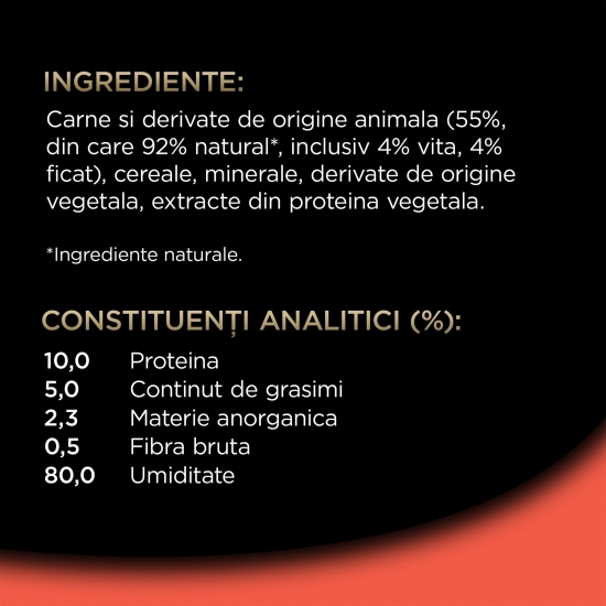 Hrană umedă pentru câini adulți, 150g, cu vită și ficat