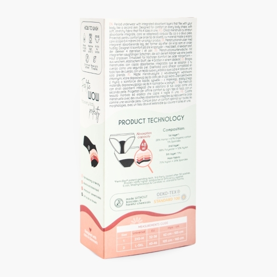 Chiloți menstruali reutilizabili Flexi, mărime L-3XL, negru