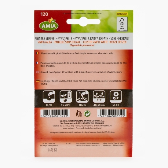 Semințe de floarea miresei simplă albă 0.8g