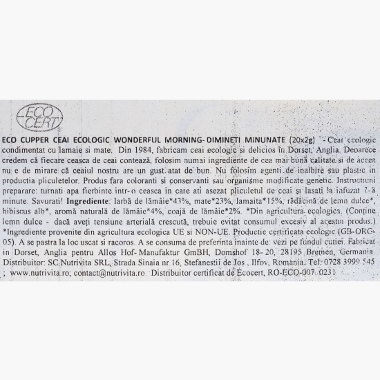 Ceai eco Wonderful Morning 20 plicuri