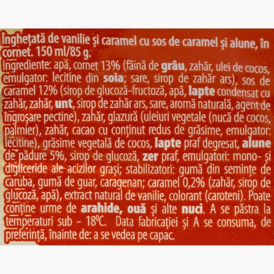 Înghețată cornet de vanilie, caramel și sos de caramel 150ml