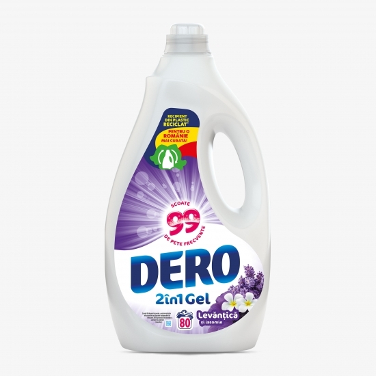 Detergent de rufe lichid 2în1 Gel levănțică și iasomie 80 spălări 4l