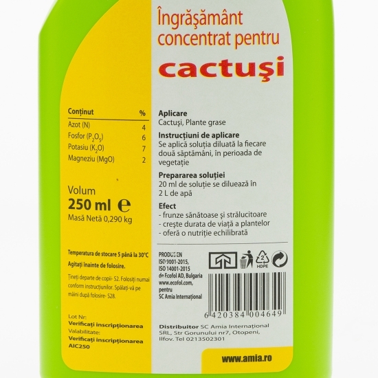 Îngrășământ concentrat pentru cactuși 0.25l