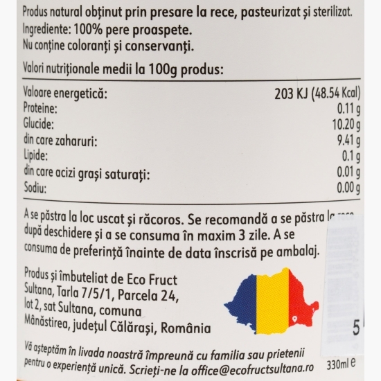 Suc de pere, fără zahăr adăugat 0.33l