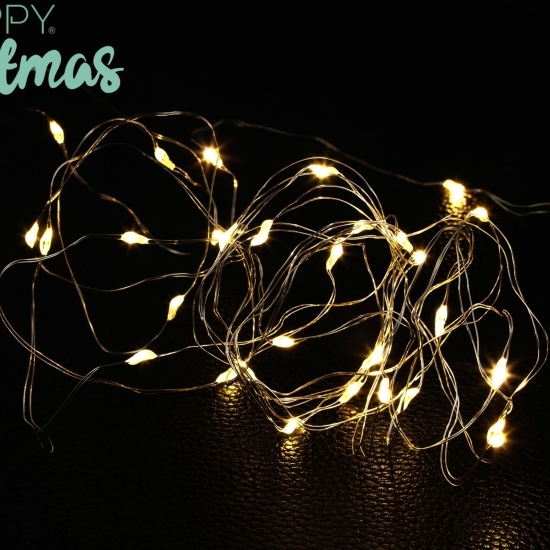 Instalație Crăciun, 1 metru, 10 LED-uri, alb cald, cu baterii