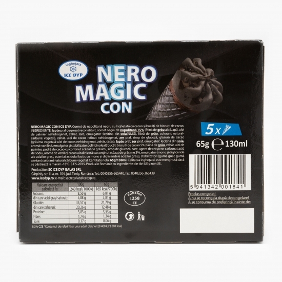 Înghețată cacao cornet negru 5x65g
