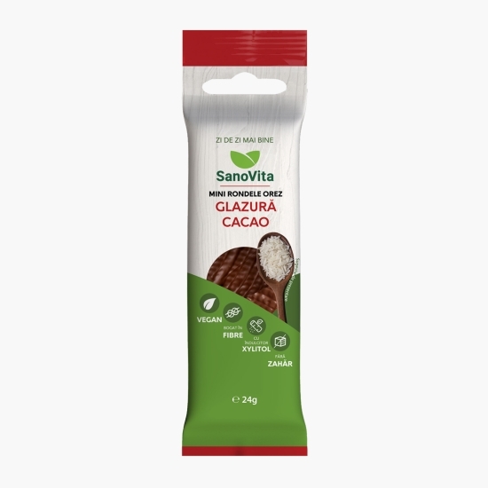 Mini-rondele din orez cu glazură de cacao fără zahăr 24g