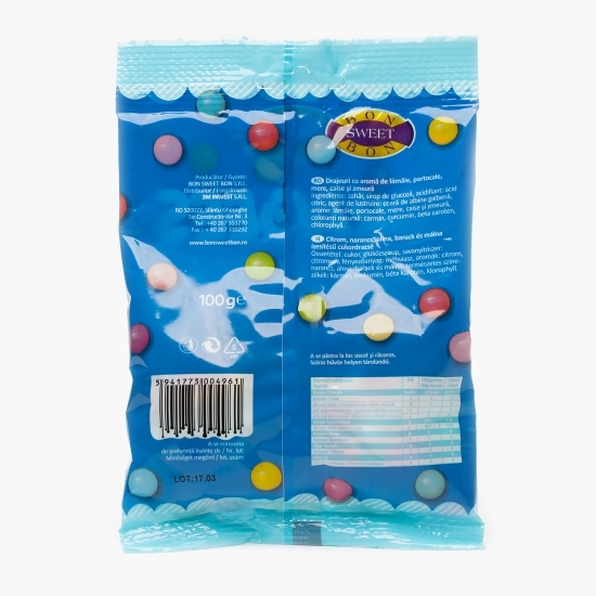 Drajeuri cu aromă de lămâie, portocale, mere, caise și zmeură 100g