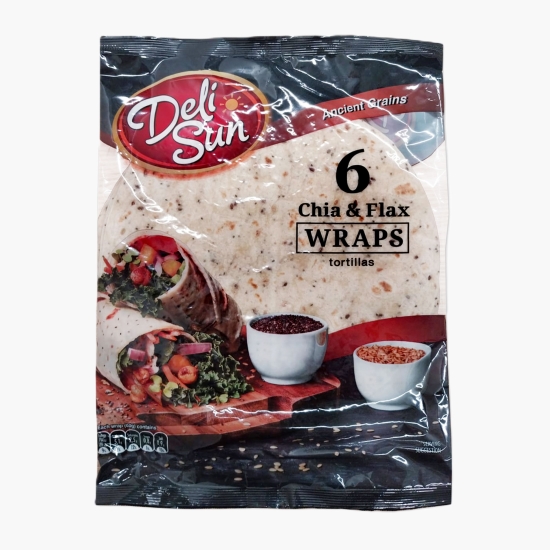 Lipii Tortilla Wraps cu semințe de chia și in, 6 buc, 360g